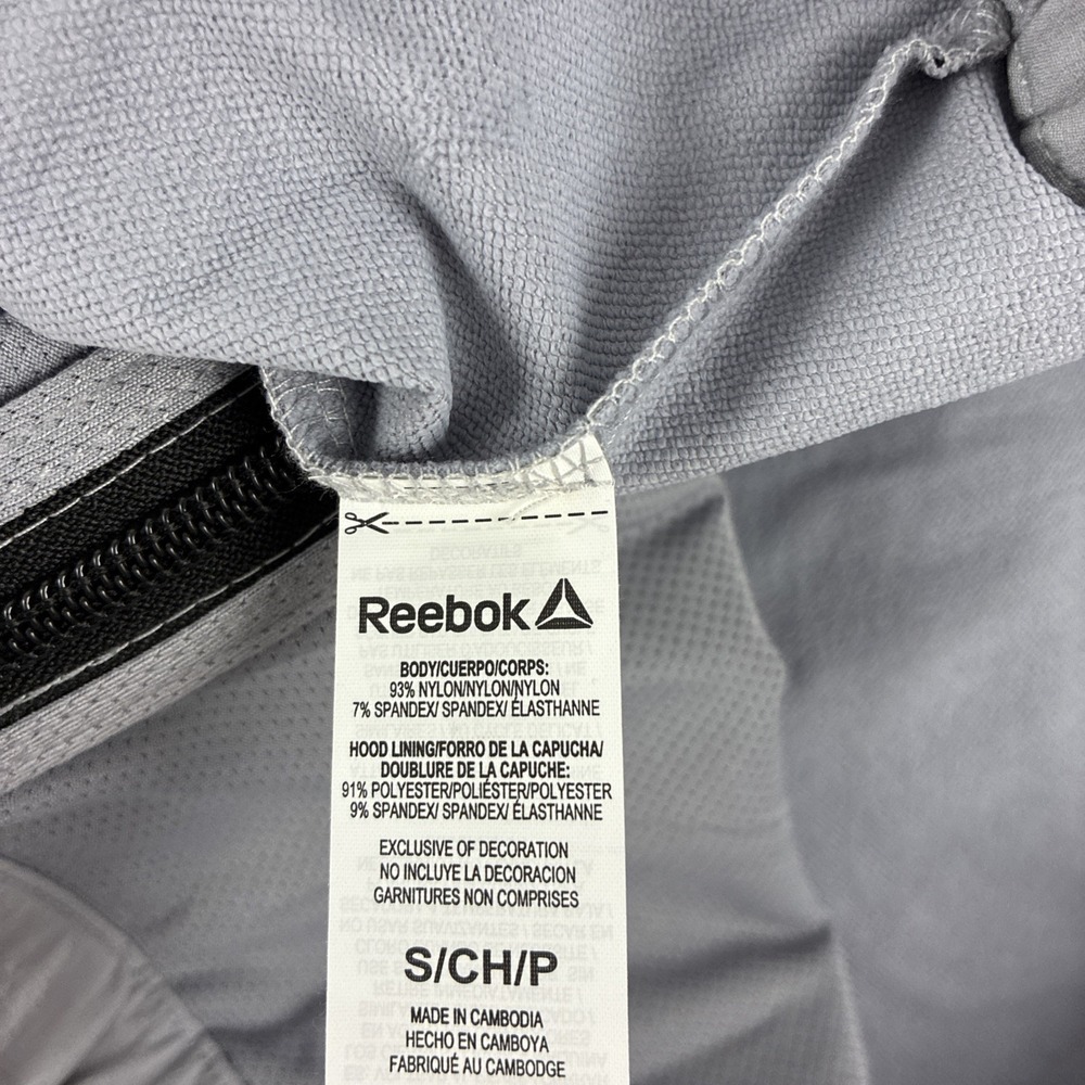 New Mens Reebok Ascent Full Zip Windbreaker Jacket Size Small NWT Gray Sleet - Picture 6 of 8